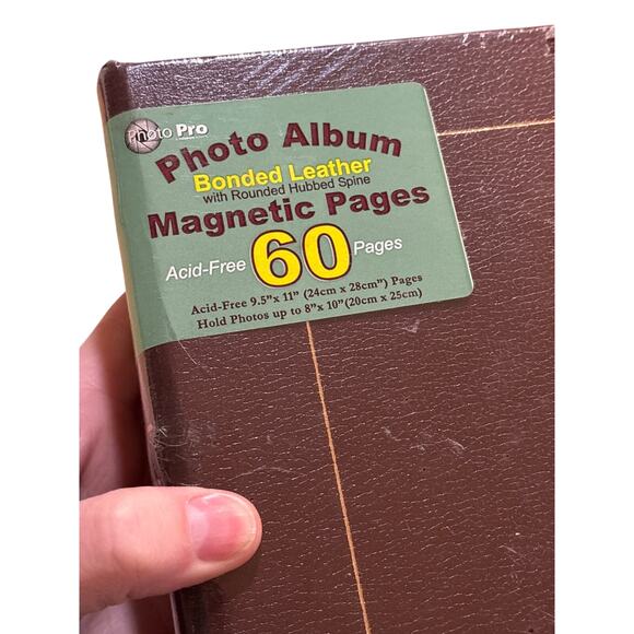 Photo Pro Bonded Leather Magnetic Photo Album 27 Pages NOS Brown Gold Trim - Picture 2 of 10